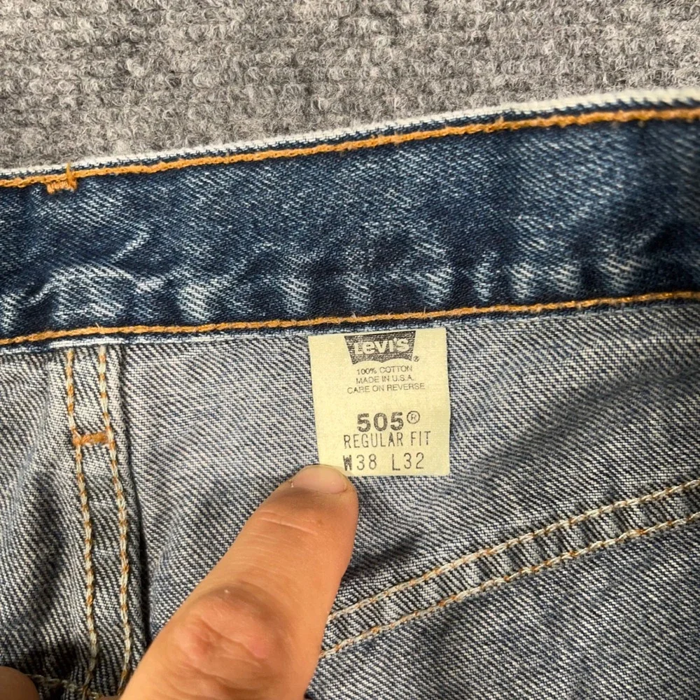 VTG Y2K‎ Levis 505 Mens 38x32 Regular Fit Straight Blue Denim Jeans Made in USA